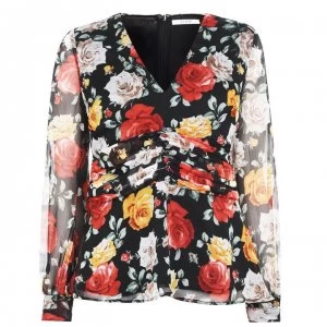 Guess V Neck Blouse - Flower Pwer Blk