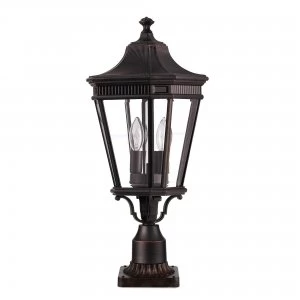 2 Light Medium Outdoor Pedestal Light Grecian Bronze IP44, E14