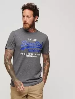 Superdry Classic Vintage Logo Heritage T-Shirt - Dark Blue, Dark Blue, Size L, Men