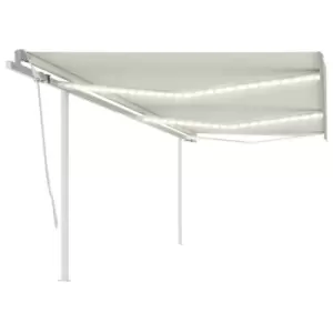 Vidaxl Manual Retractable Awning With LED 6X3.5 M Cream