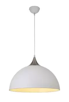 50cm Large Pendant, 1 x E27, Sand White, Satin Nickel