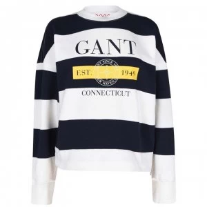 Gant Striped Crewneck Sweatshirt - 433 EVENING BLU