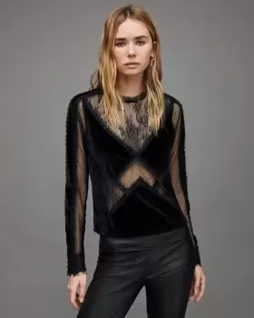 AllSaints Mila Velvet Top