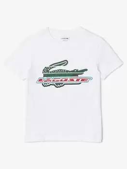 Lacoste Boys Sports Fusion Logo Croc T-Shirt - White, Size 8 Years