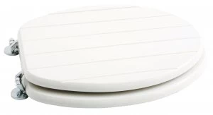 Wickes Tongue and Groove Soft Close Toilet Seat - White Wood