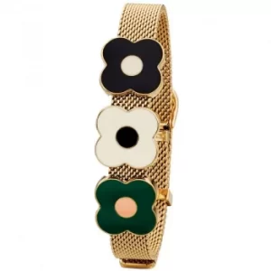 Ladies Orla Kiely Gold Plated Abacus Flower Mesh Bracelet