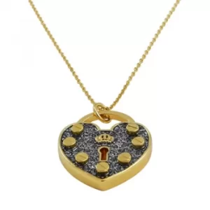 Ladies Juicy Couture PVD Gold plated Pave Heart Padlock Wish Necklace