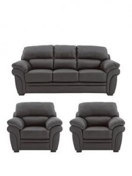 Portland Leather 3 Seater Sofa + 2 Armchairs (Buy And Save!)