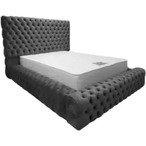 Sultan Bed Double Plush Velvet Steel