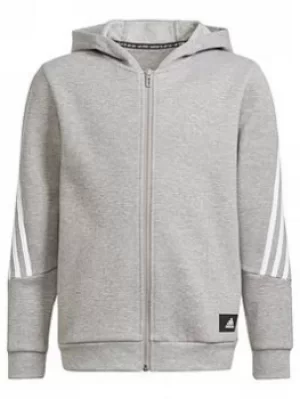 adidas Junior Boys Fi 3s Full Zip, Grey/White, Size 7-8 Years