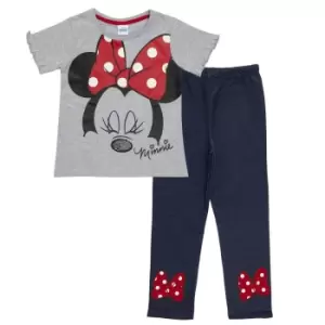 Disney Girls Minnie Mouse Eyelashes T-Shirt And Leggings Set (18-24 Months) (Navy/Heather Grey)