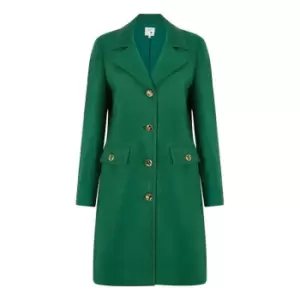 Yumi Green Military Button Through Coat - Green