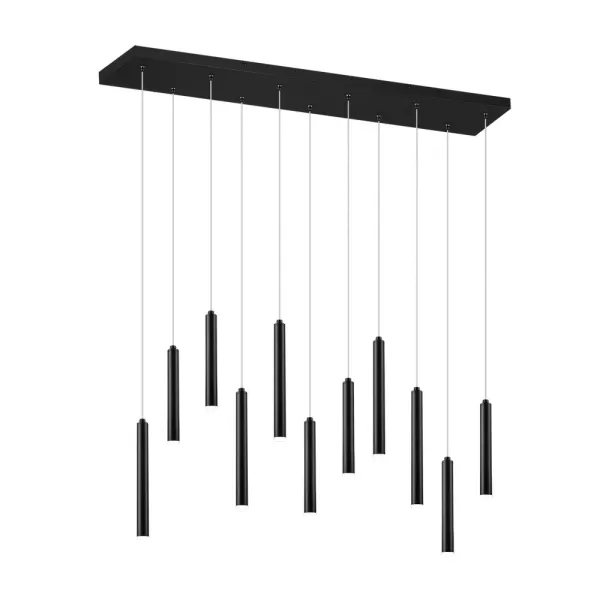 Tubular Modern 11 Light Cluster Bar Pendant Ceiling Light Black Matt 3000K