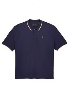 Lyle & Scott Big & Tall Tipped Polo Shirt - Navy/White, Size 2XL, Men