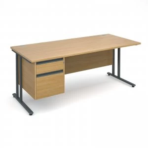 Maestro 25 GL Straight Desk With 2 Drawer Pedestal 1800mm - Graphite c