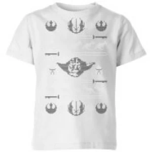 Star Wars Yoda Sabre Knit Kids Christmas T-Shirt - White - 5-6 Years