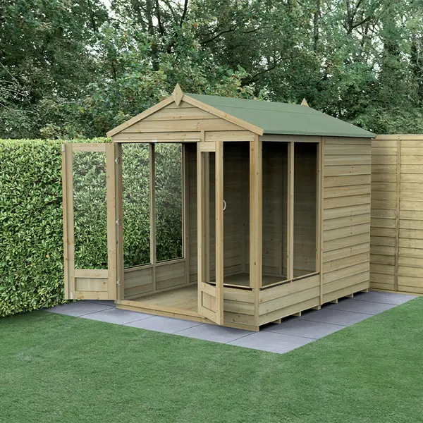 8' x 6' Forest 4Life 25yr Guarantee Double Door Apex Summer House - 5 Windows (2.42m x 1.99m)