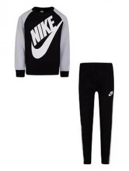 Boys, Nike Younger Boy Oversized Futura Crew Set - Black, Size 6-7 Years