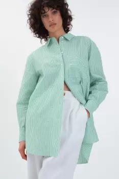 Forrest Oversized Shirt, Green Stripe / 8