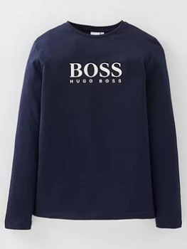 Hugo Boss Long Sleeve Logo T-Shirt Navy Size 6 Years Boys