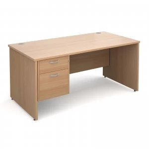 Maestro 25 PL Straight Desk With 2 Drawer Pedestal 1600mm - Beech pane