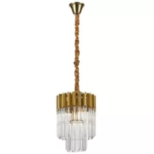 Ceiling Pendant Round 4 Light E14, Brass, Glass - Luminosa Lighting