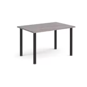 Rectangular Black radial leg meeting table 1200mm x 800mm - grey oak