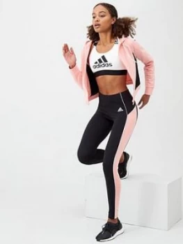 Adidas Hood and Tight Track Suit - Pink/Black