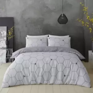 Bee Happy Duvet Set- Grey - Double - TJ Hughes