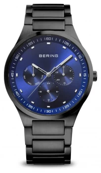 Bering Classic Mens Brushed Black Blue Dial 11740-727 Watch