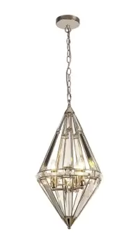 Diamond Ceiling Pendant, 3 Light E27, Polished Nickel