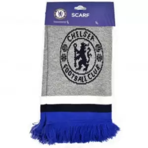 Chelsea FC Jacquard Marl Knitted Scarf (One Size) (Grey/Dark Blue/White)