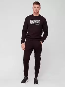 EA7 Emporio Armani Visibility Logo Sweatshirt Tracksuit, Black, Size S, Men