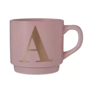 Pink Porcelain A Alphabet Mug