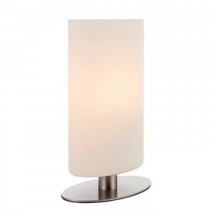 Table Lamp Satin Nickel, Matt Opal Duplex Glass, E14