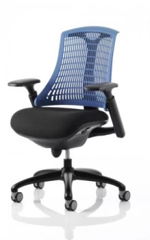 Flex Task Operator Chair Black Frame With Black Fabric Seat Blue Back With Arms