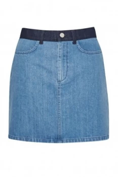 French Connection Wisteria Blue Denim Mini Skirt Blue