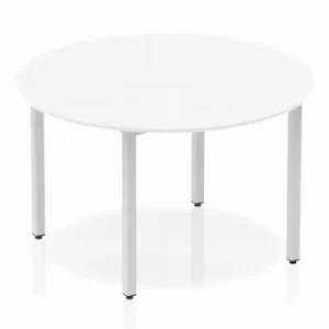 Impulse Circle Table 1200 White Box Frame Leg Silver