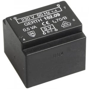 PCB mount transformer 1 x 230 V 2 x 9 V AC 0.50 VA 27 mA