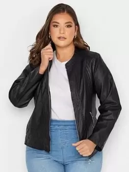 Yours Pu Jacket, Black, Size 34-36, Women