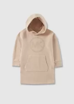 Michael Kors Kids Mk Stud Hooded Sweater Dress In Sand