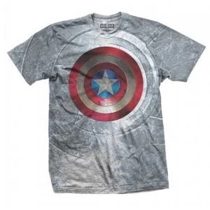 Marvel Comics Captain America Civil War Shield with Sublimation Printing Mens XX-Large T-Shirt - Grey