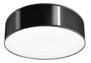 2 Light Flush Round Ceiling Light Black, E27