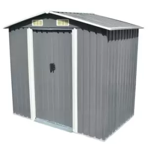 Vidaxl Garden Storage Shed Metal 204X132X186cm - Grey