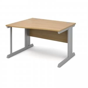 Vivo Left Hand Wave Desk 1200mm - Silver Frame Oak Top