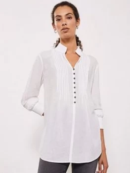 Mint Velvet High Neck Rouleau Shirt - Ivory