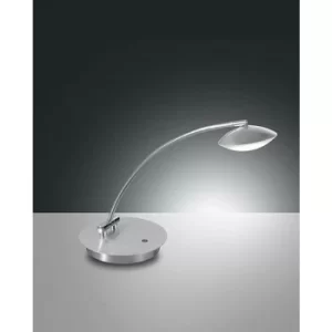 Fabas Luce Hale Integrated LED Table Lamp Brushed Aluminum Glass