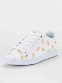 Lacoste Unisex Carnaby Evo 419 Trainers - White/Gold, Size 1 Older