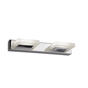 Integrated LED 2 Light Wall Light Chrome, Frosted