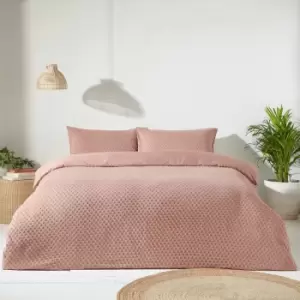 The Linen Yard - Polka Tuft 100% Cotton Duvet Cover Set, Blush, King